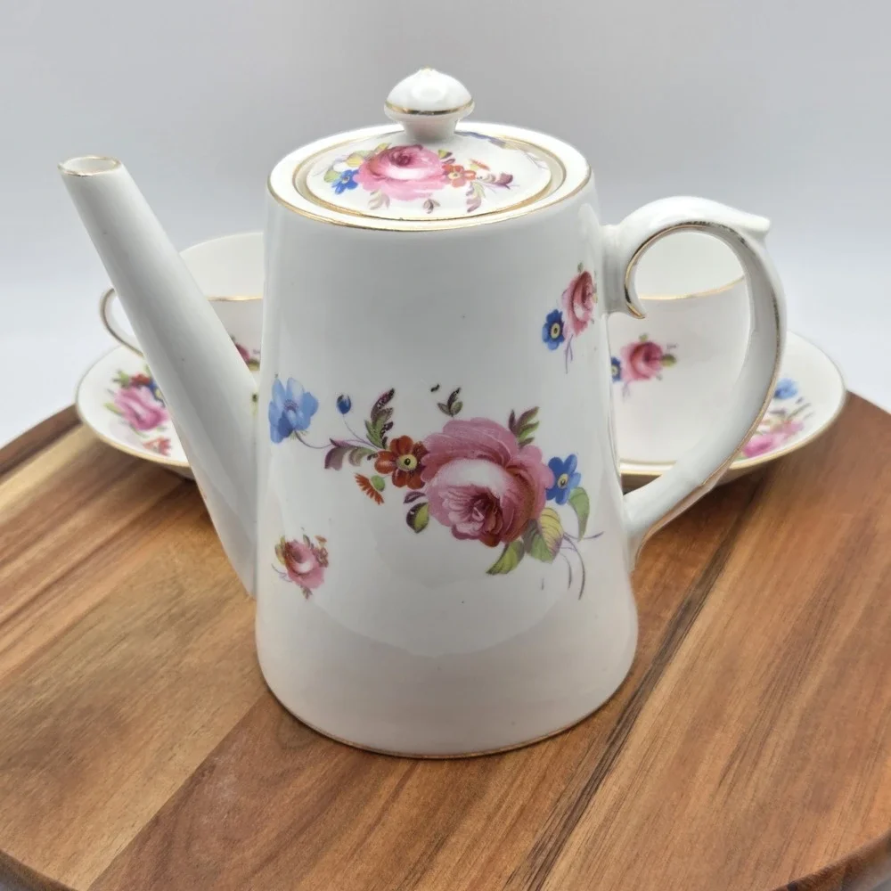 Paragon Bone China Demitasse Espresso/Coffee/Tea Pot And 2 Cups And Saucers Set